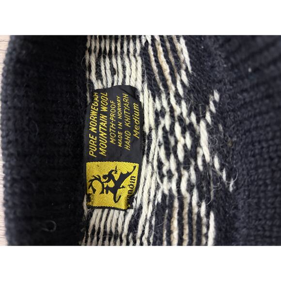 Gjendin Norwegian Hand Knit Pure Wool Sweater Black White Medium - Picture 8 of 8